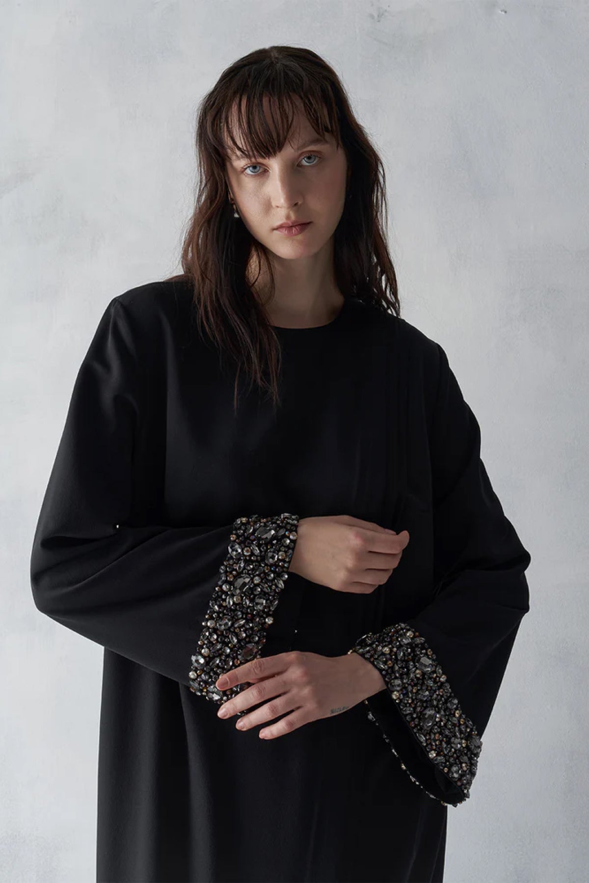 Manşeti Taş İşlemeli Büyük Beden Abiye Elbise