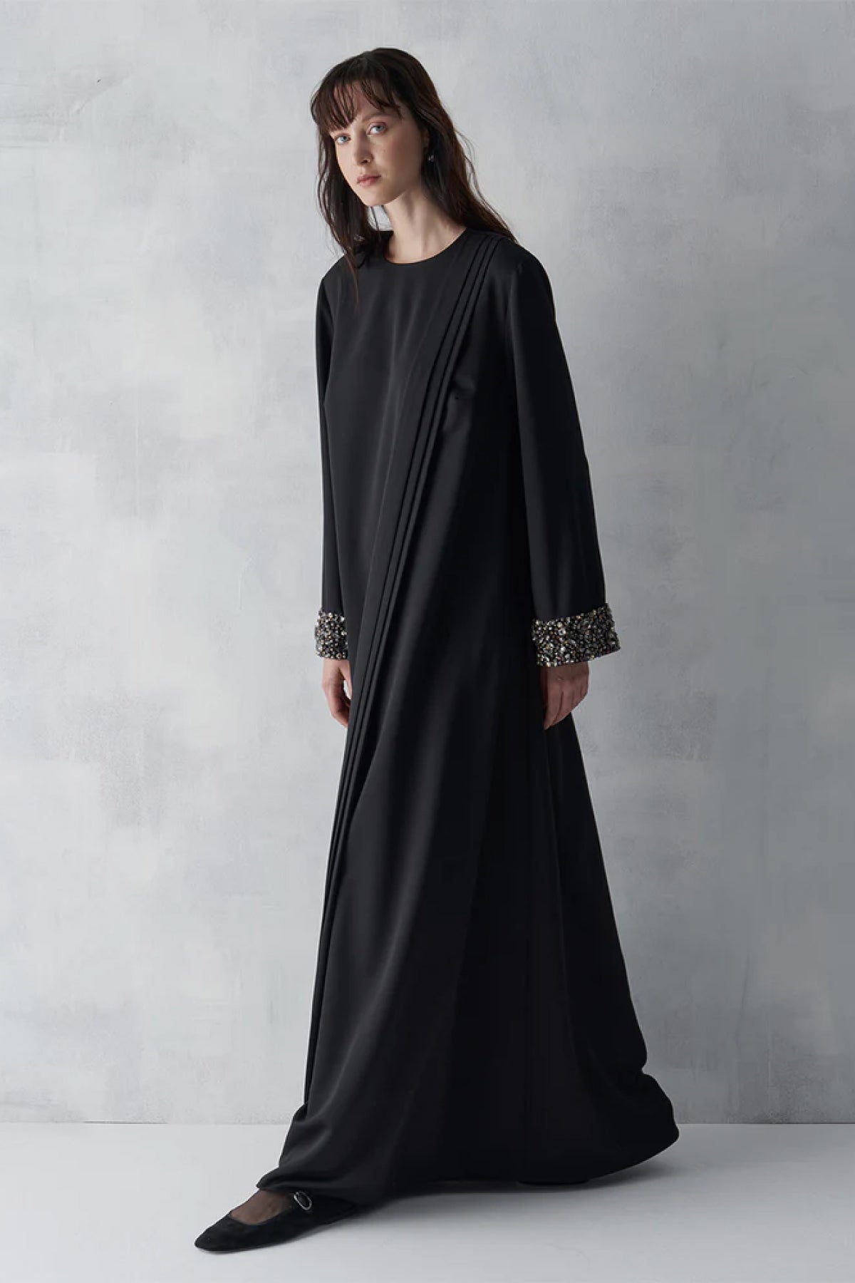 Manşeti Taş İşlemeli Büyük Beden Abiye Elbise