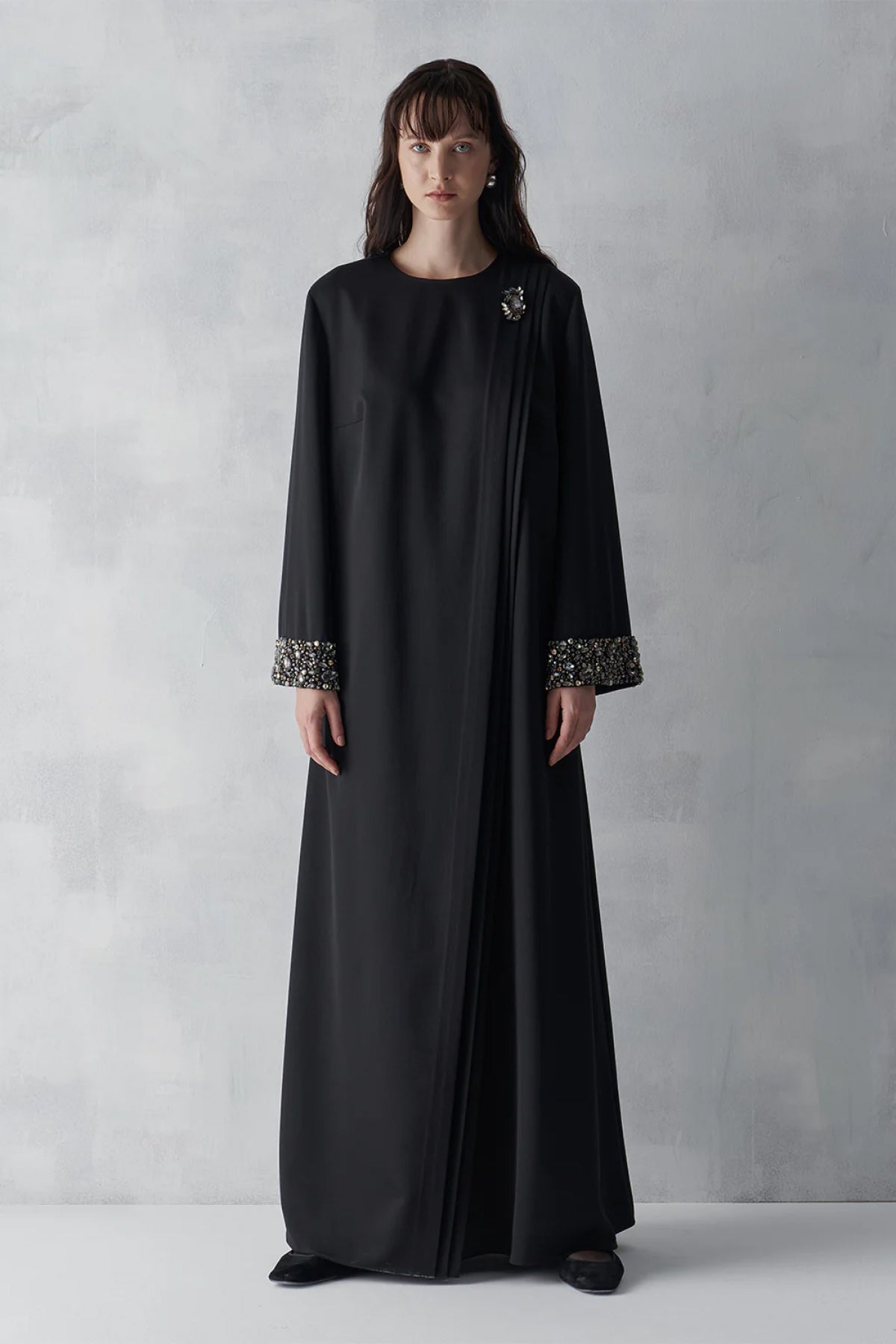 Manşeti Taş İşlemeli Büyük Beden Abiye Elbise