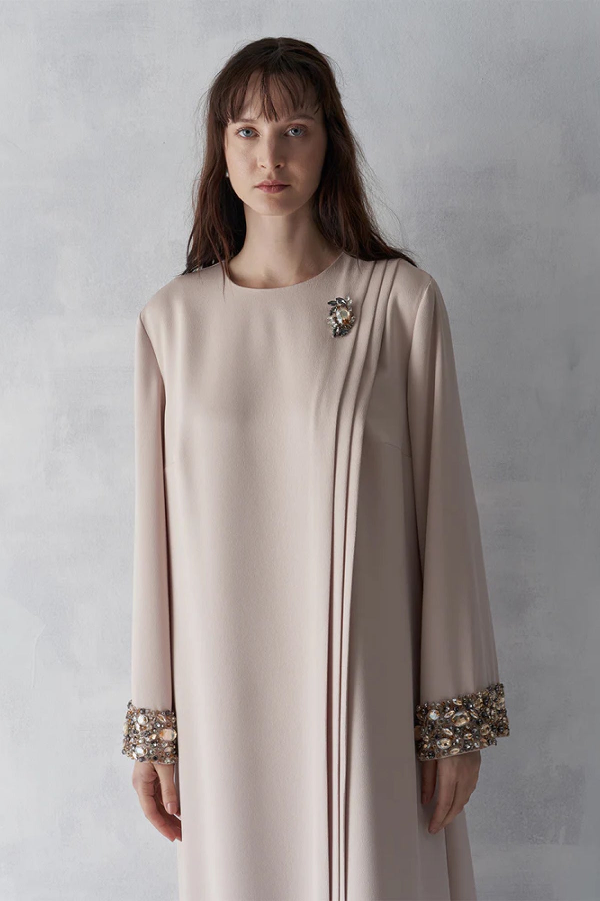 Manşeti Taş İşlemeli Büyük Beden Abiye Elbise