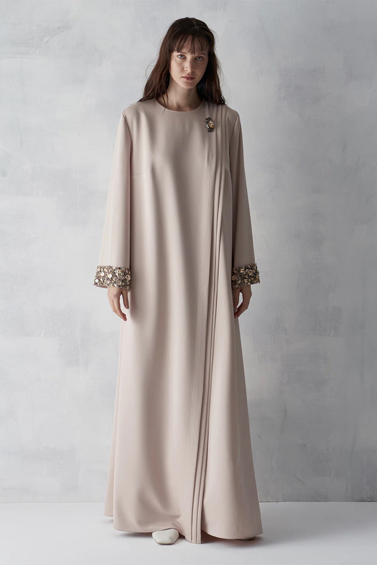 Manşeti Taş İşlemeli Büyük Beden Abiye Elbise