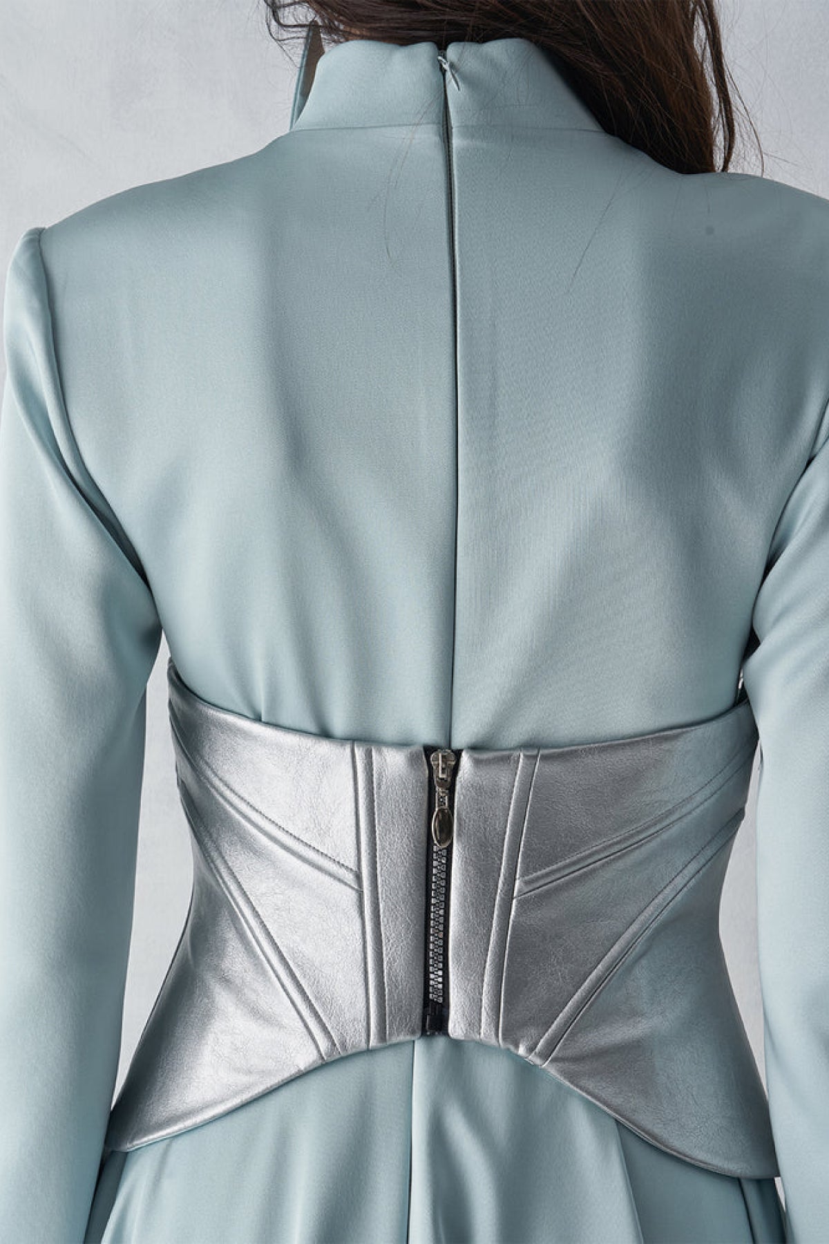 Korsajlı Saten Uzun Abiye Elbise