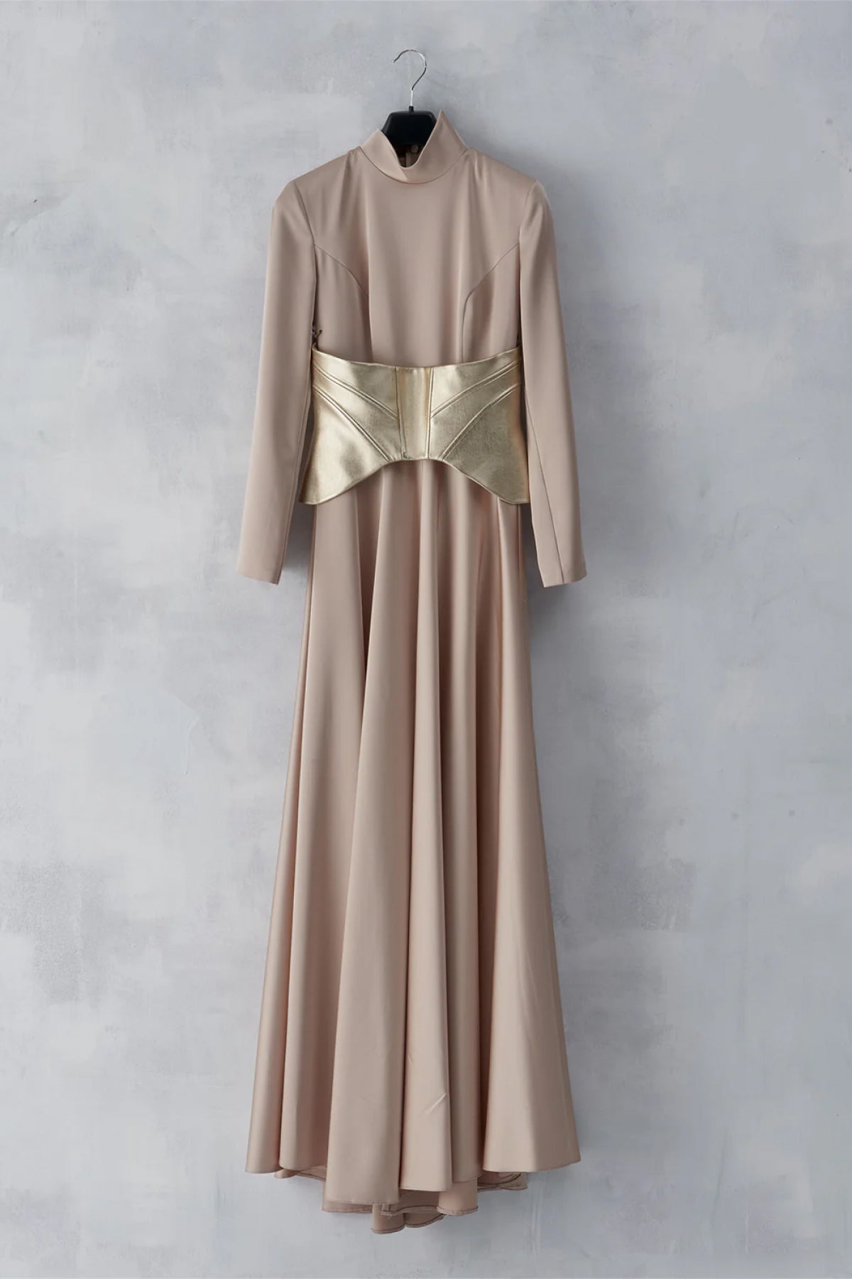 Korsajlı Saten Uzun Abiye Elbise