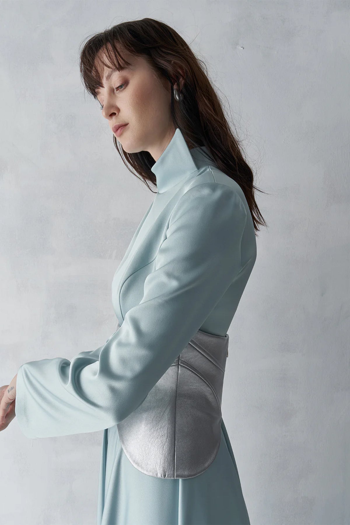 Korsajlı Saten Uzun Abiye Elbise