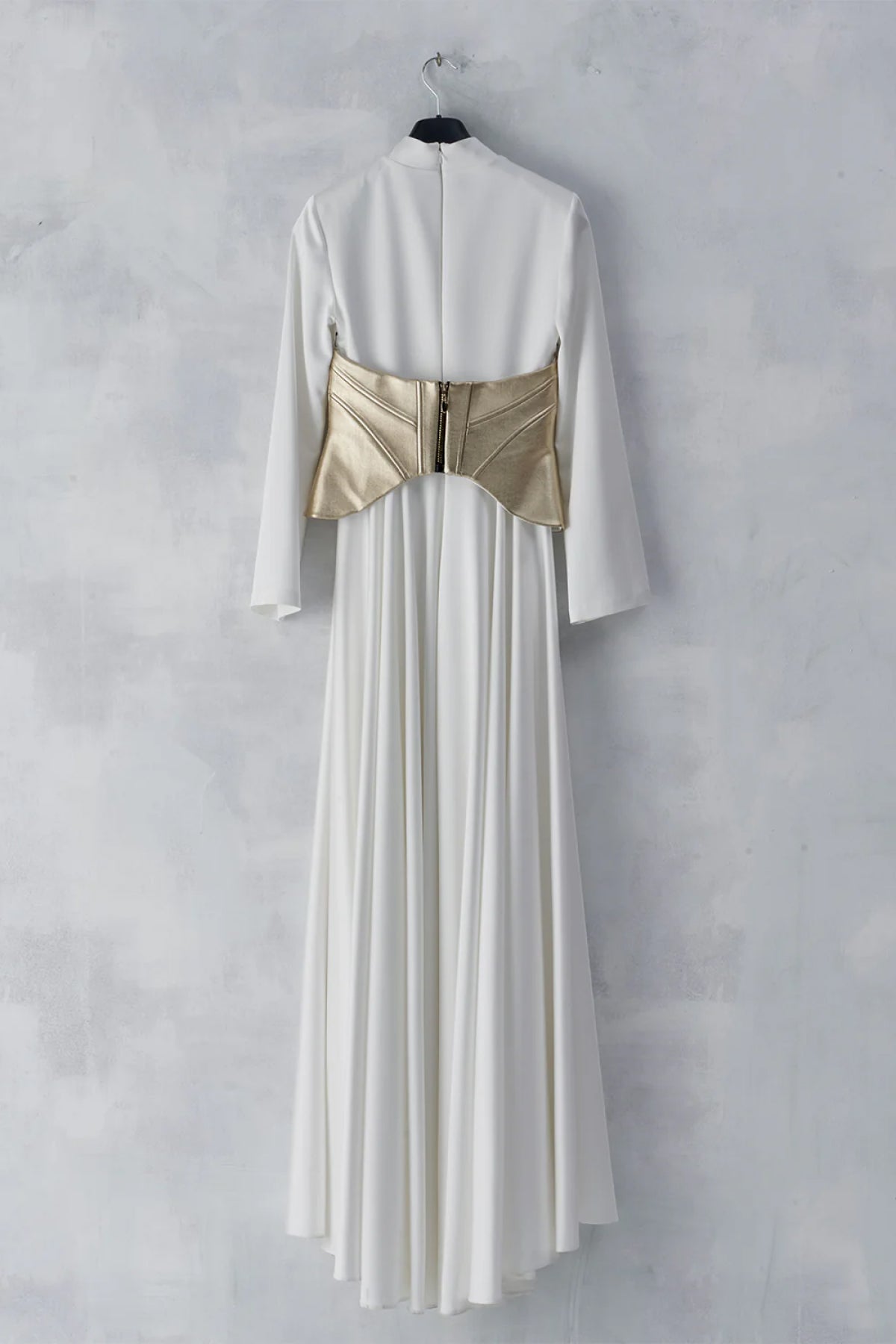 Korsajlı Saten Uzun Abiye Elbise