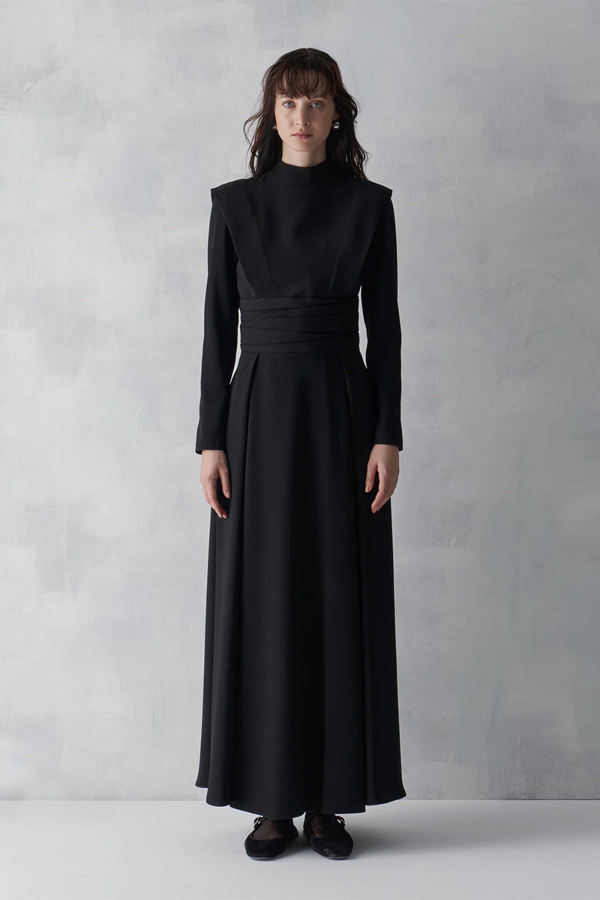 Beli Drapeli Uzun Abiye Elbise