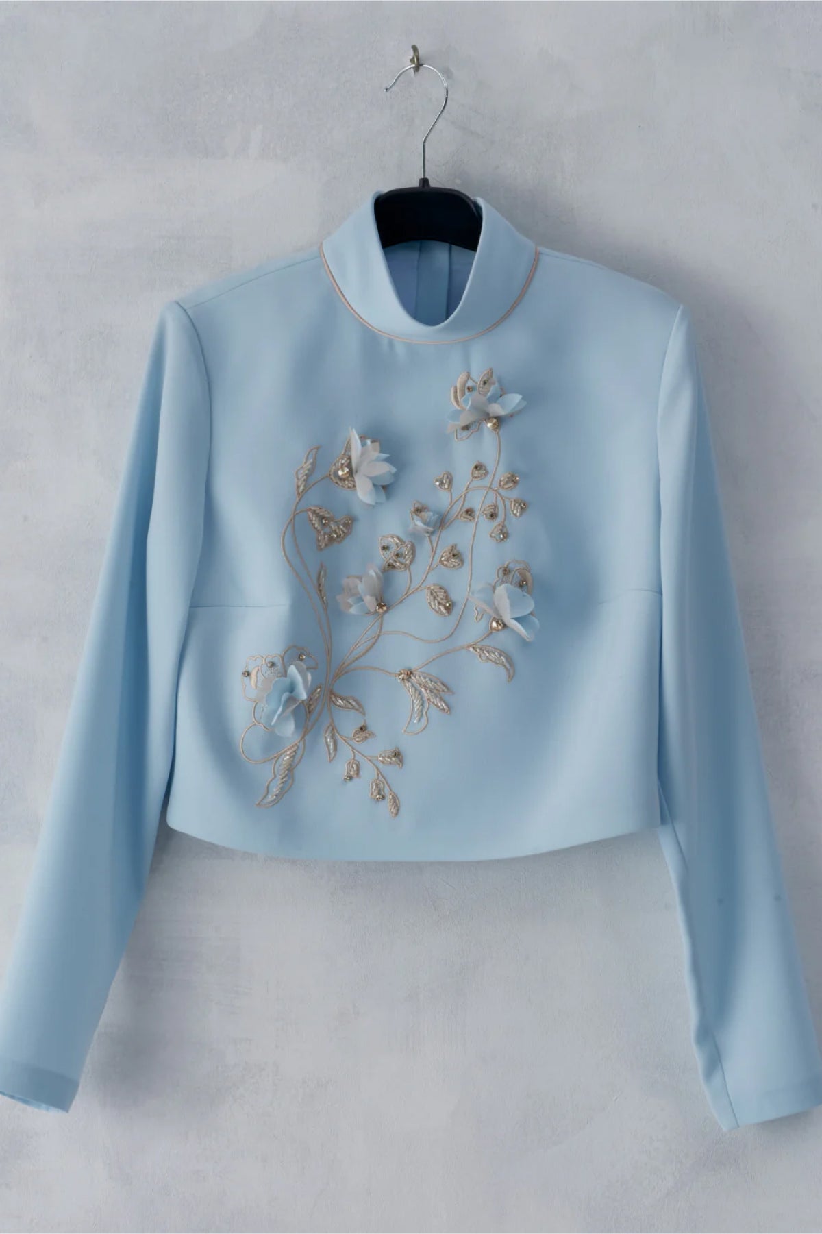 Çiçek İşlemeli Bluz Etek Takım