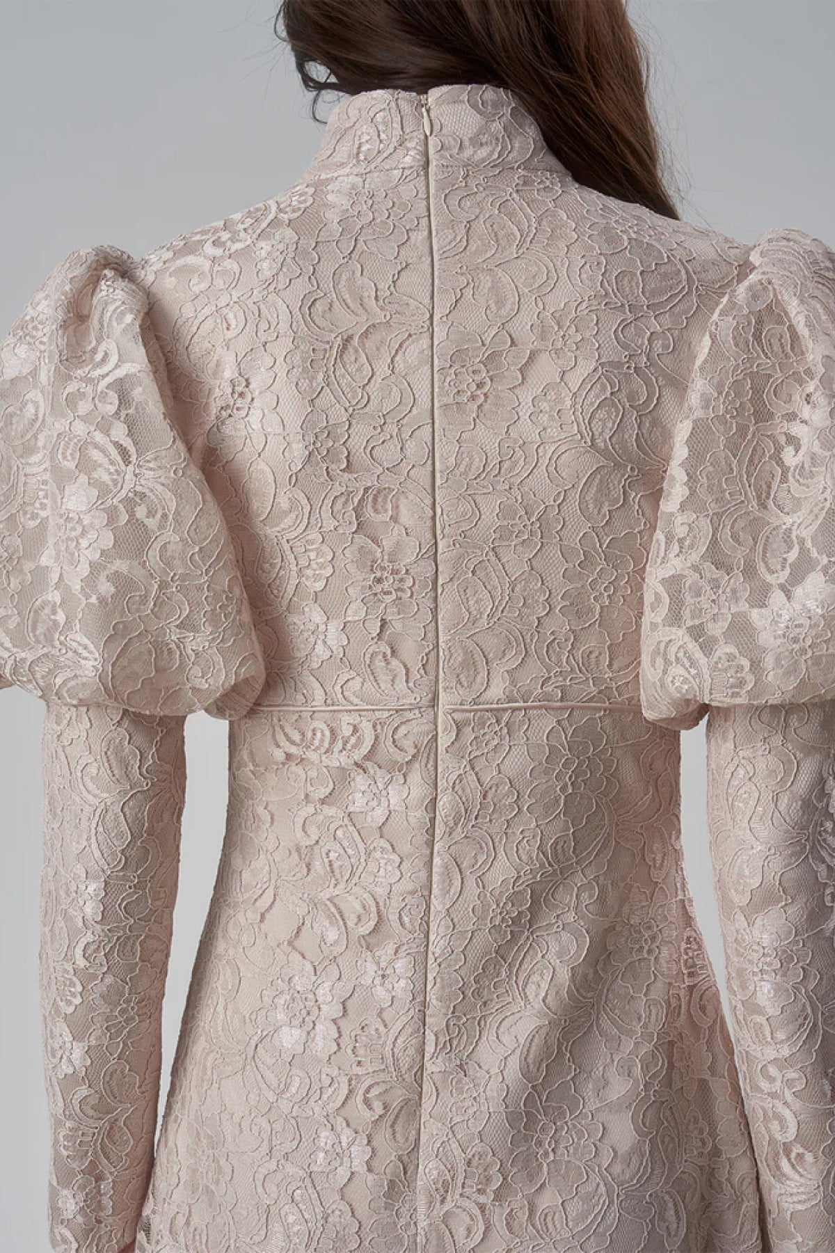 Dantelli Gigot Kollu Vintage Abiye Elbise