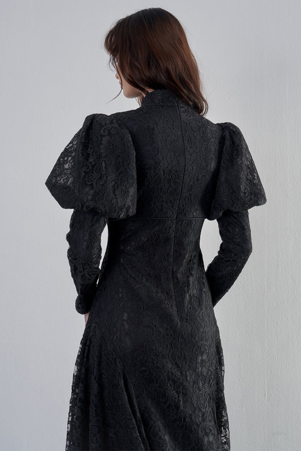 Dantelli Gigot Kollu Vintage Abiye Elbise