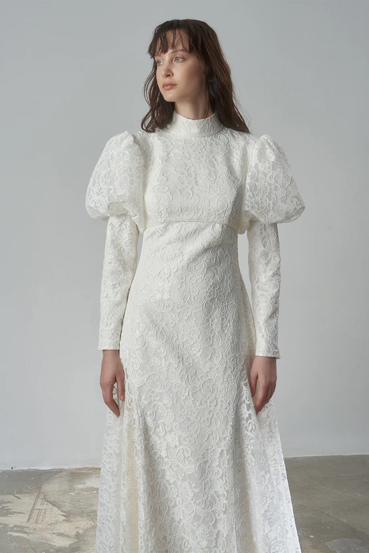 Dantelli Gigot Kollu Vintage Abiye Elbise