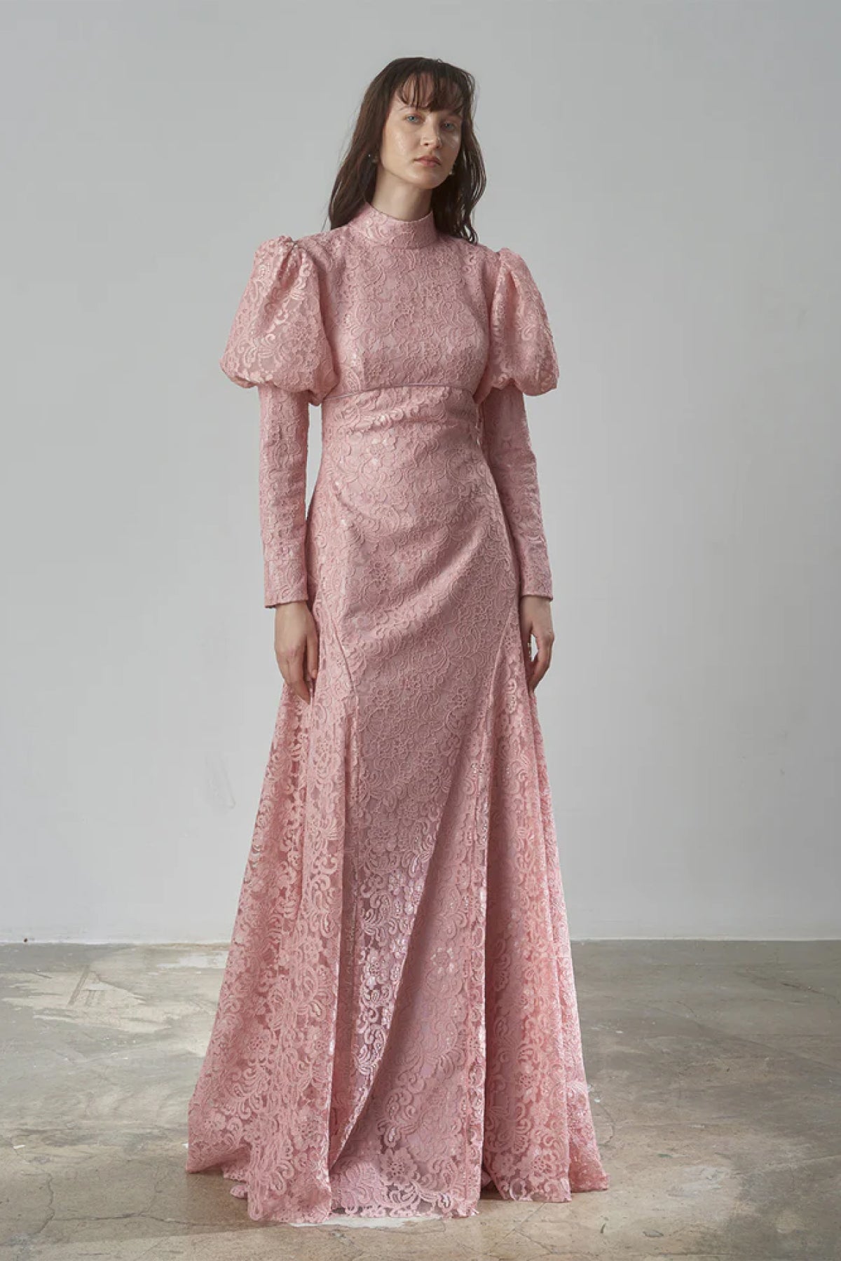 Dantelli Gigot Kollu Vintage Abiye Elbise