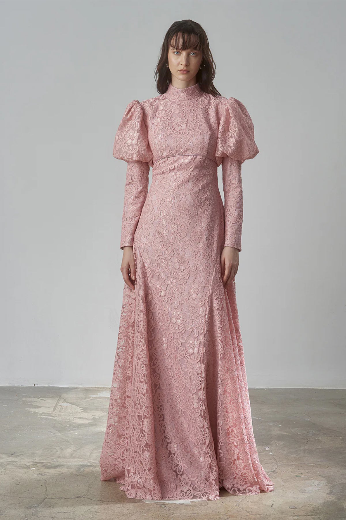 Dantelli Gigot Kollu Vintage Abiye Elbise