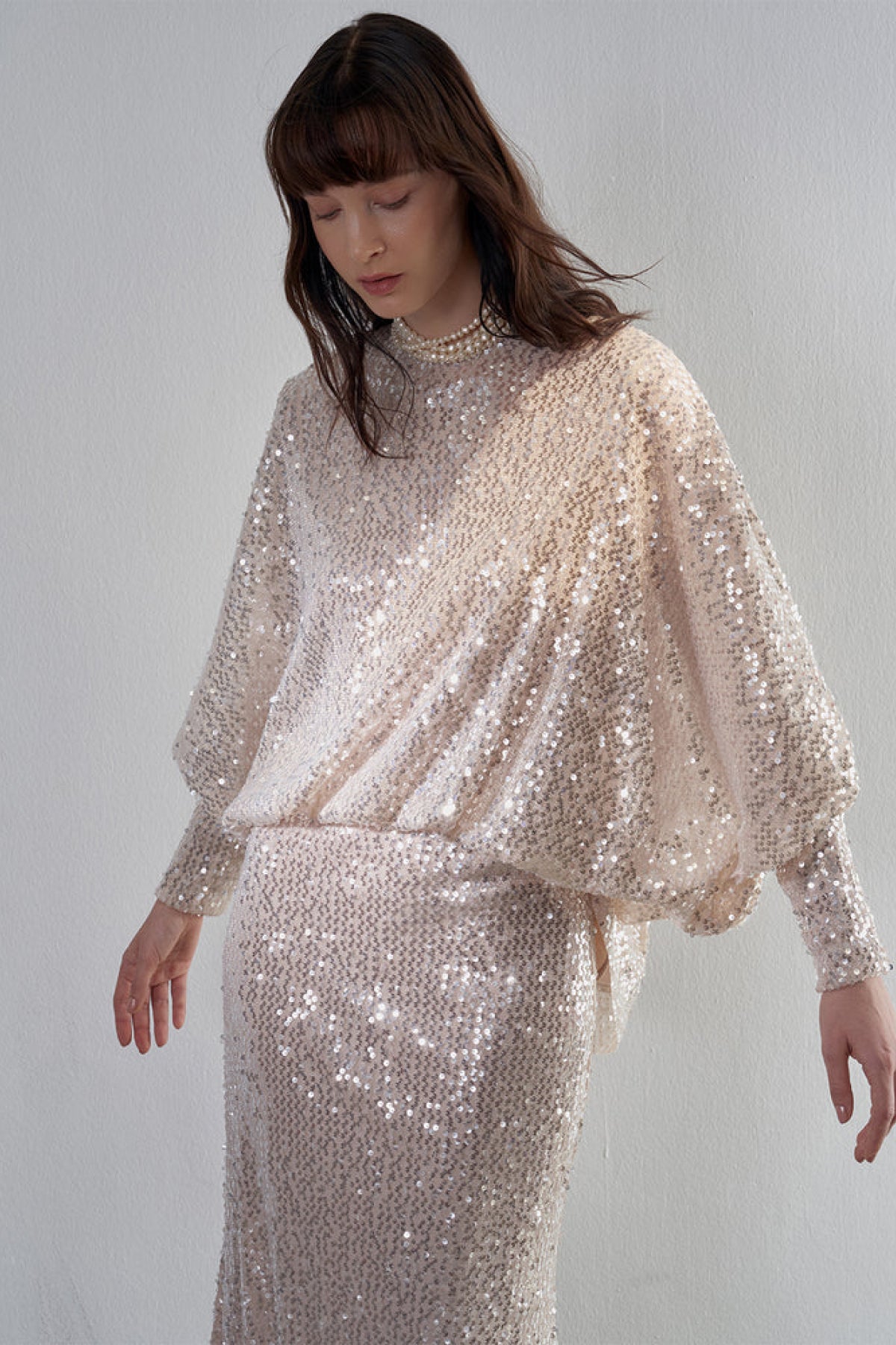 Payetli Bluz Etek Abiye Takım