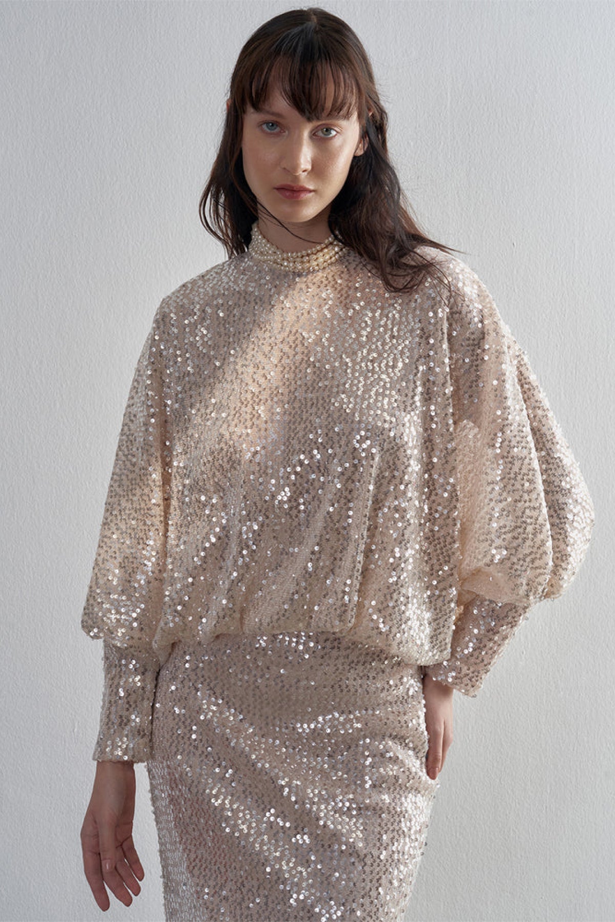 Payetli Bluz Etek Abiye Takım