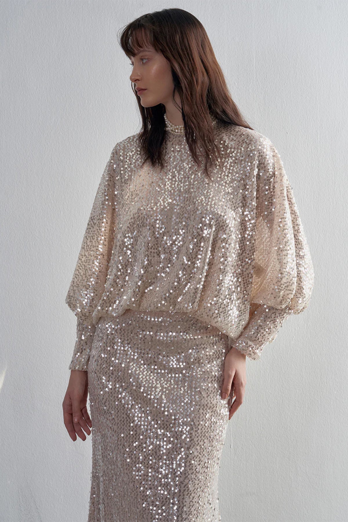 Payetli Bluz Etek Abiye Takım