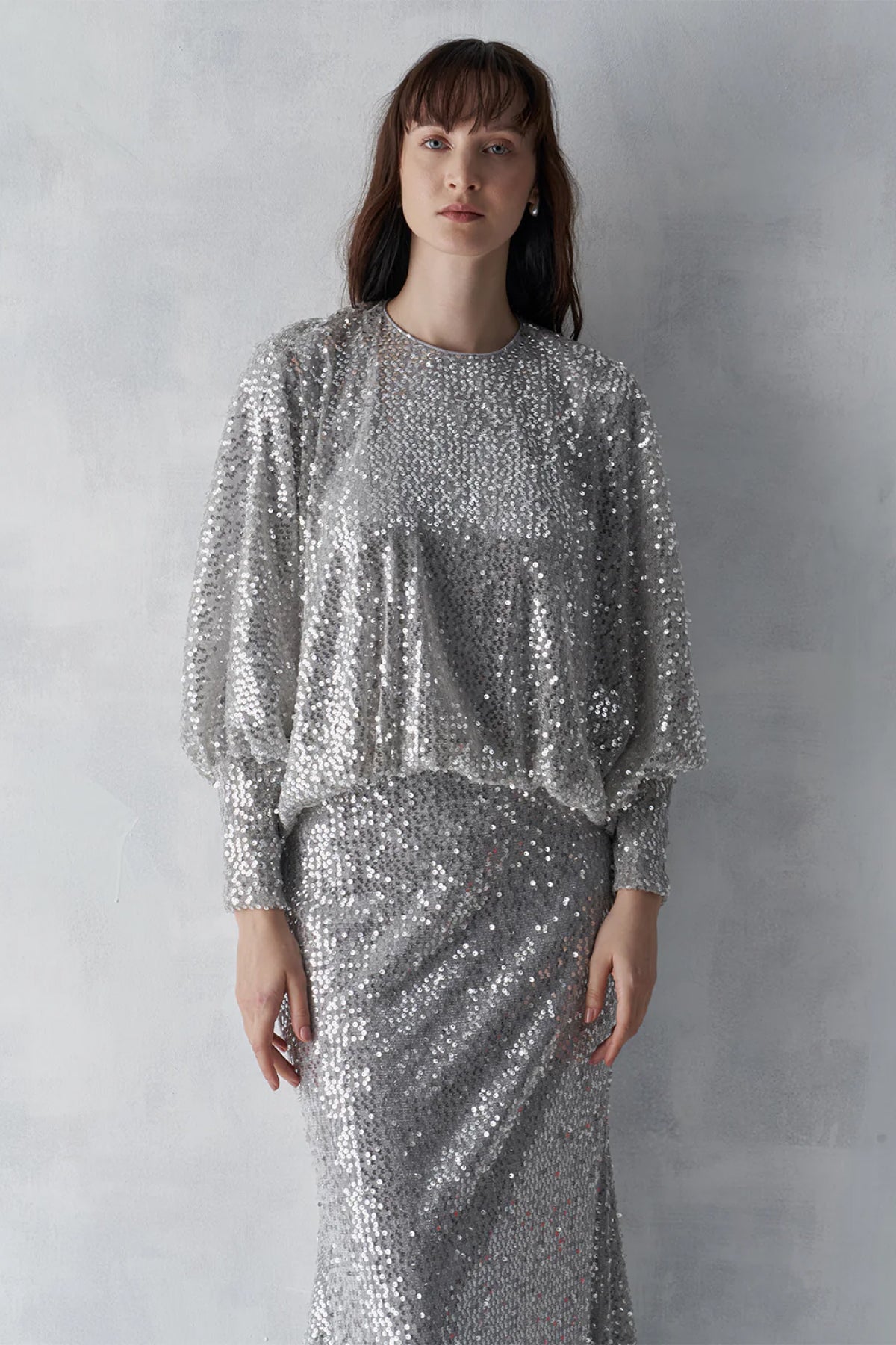 Payetli Bluz Etek Abiye Takım