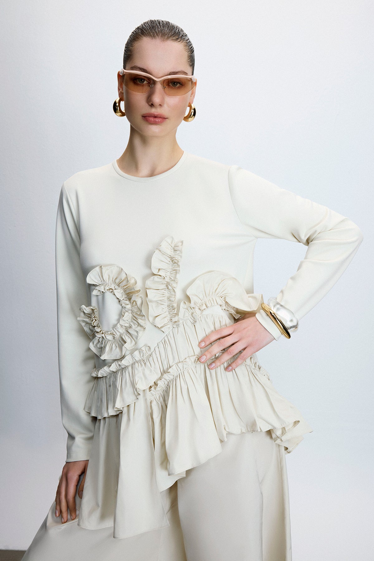 Volan Detaylı Tunik Pantolon Takım