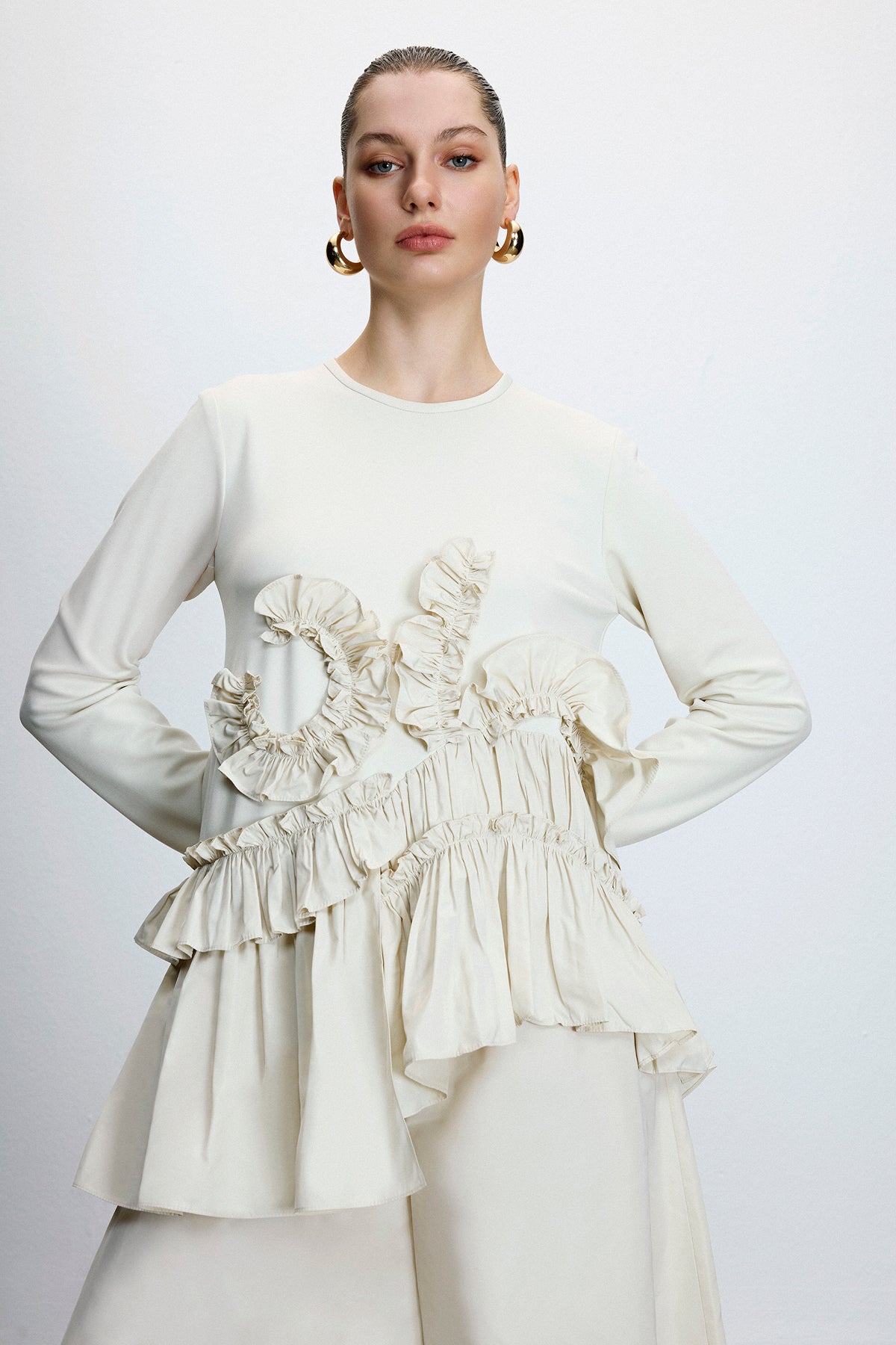 Volan Detaylı Tunik Pantolon Takım