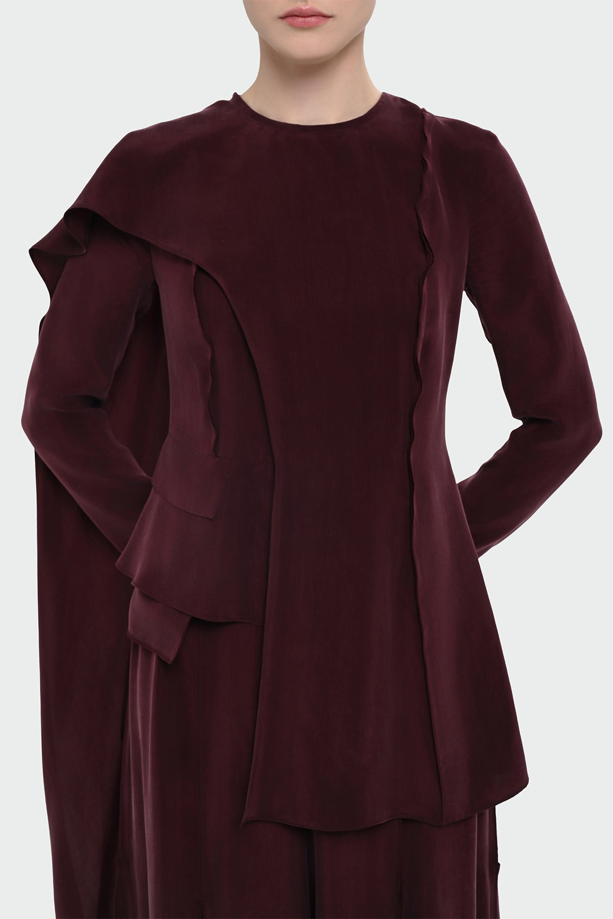 Asimetrik Kesim Bluz Bol Paça Pantolon Takım