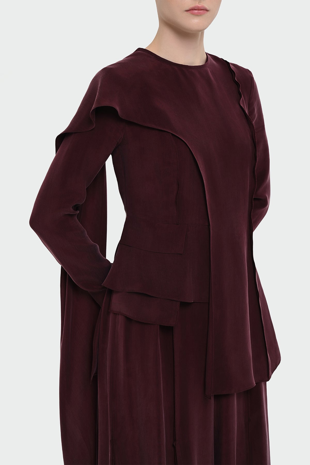 Asimetrik Kesim Bluz Bol Paça Pantolon Takım