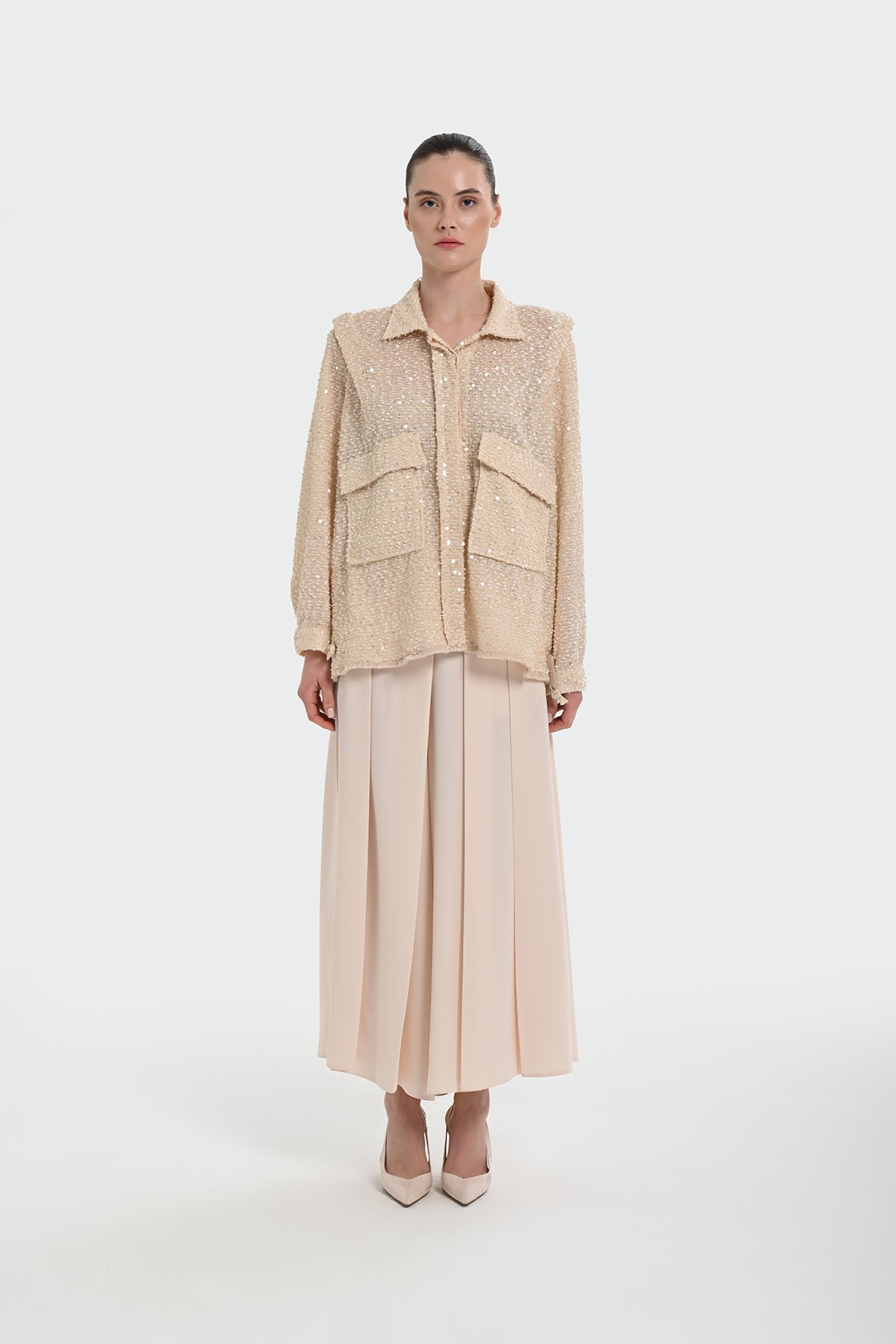 Gömlek Yaka Pul Payetli Ceket