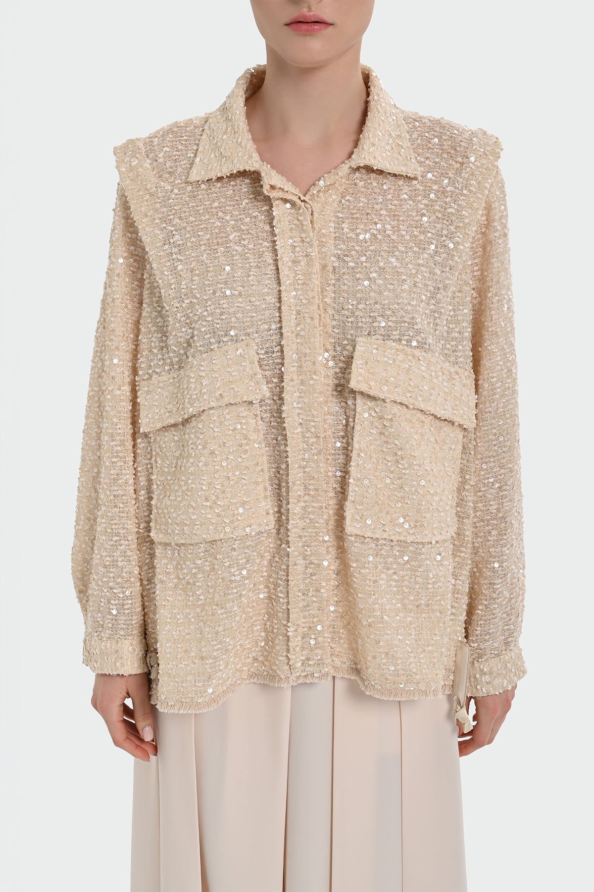 Gömlek Yaka Pul Payetli Ceket