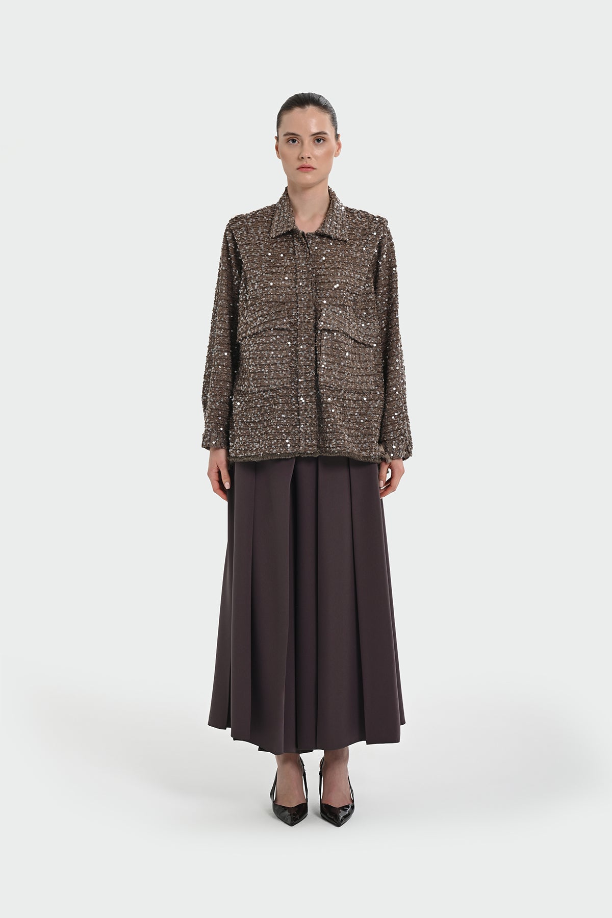 Gömlek Yaka Pul Payetli Ceket