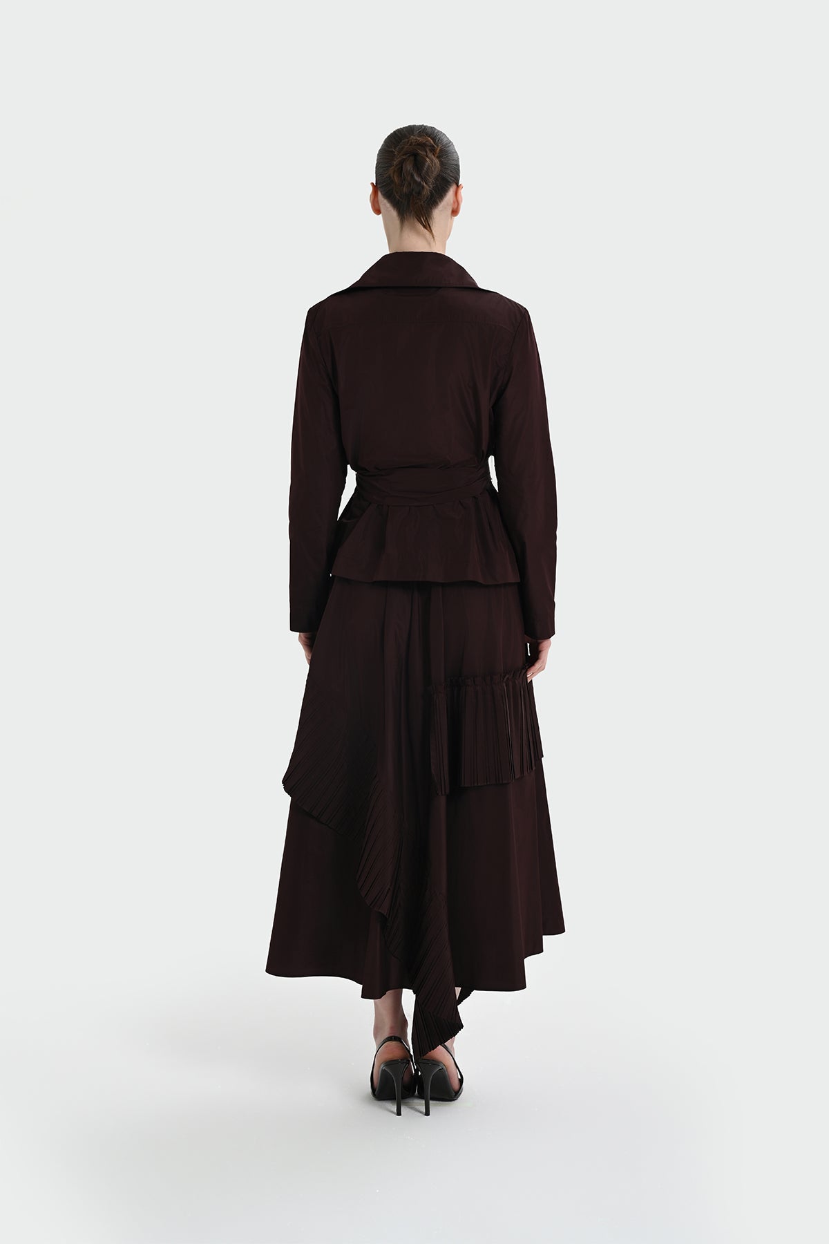 Pilise Detaylı Beli Bağlamalı Ceket