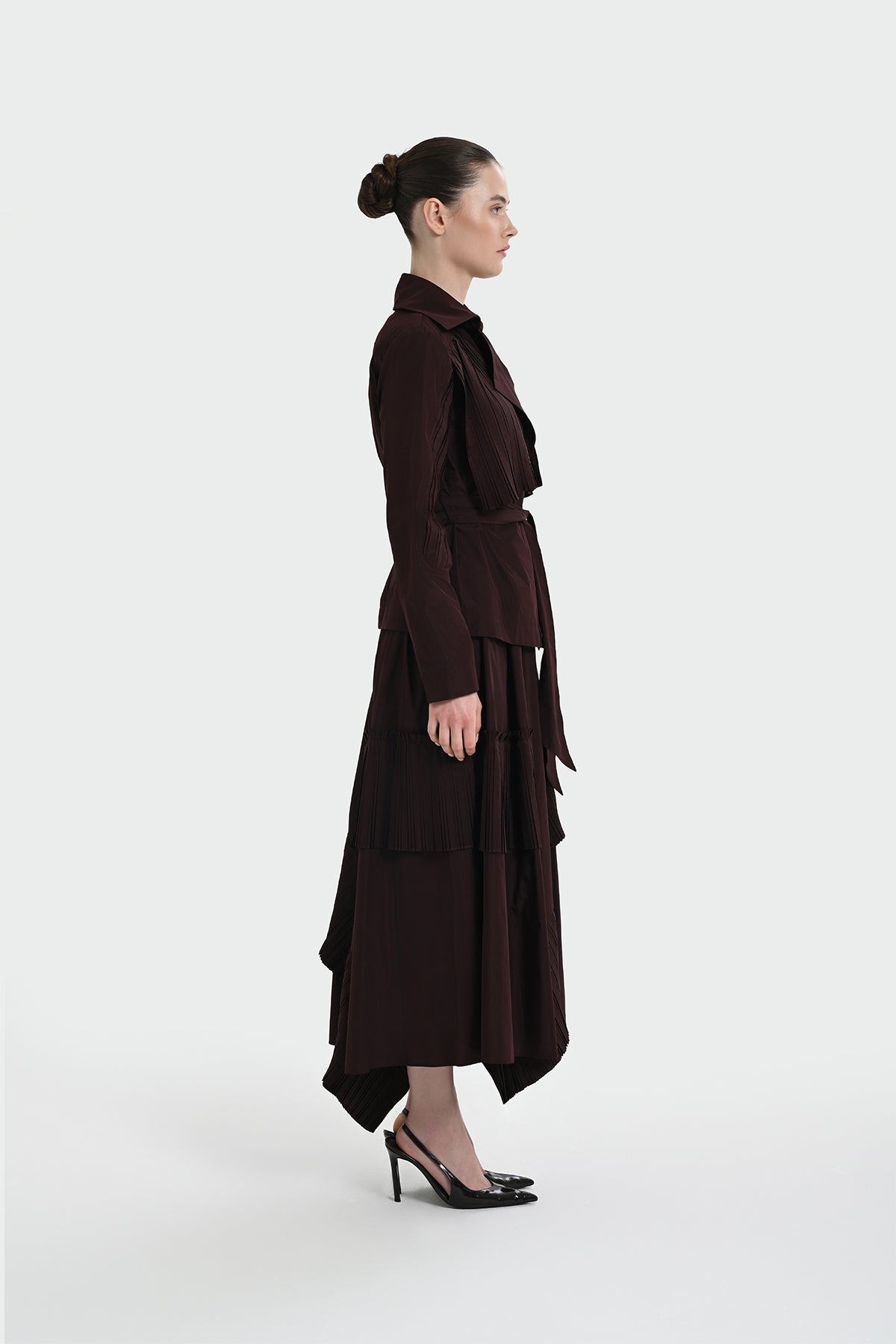 Pilise Detaylı Beli Bağlamalı Ceket