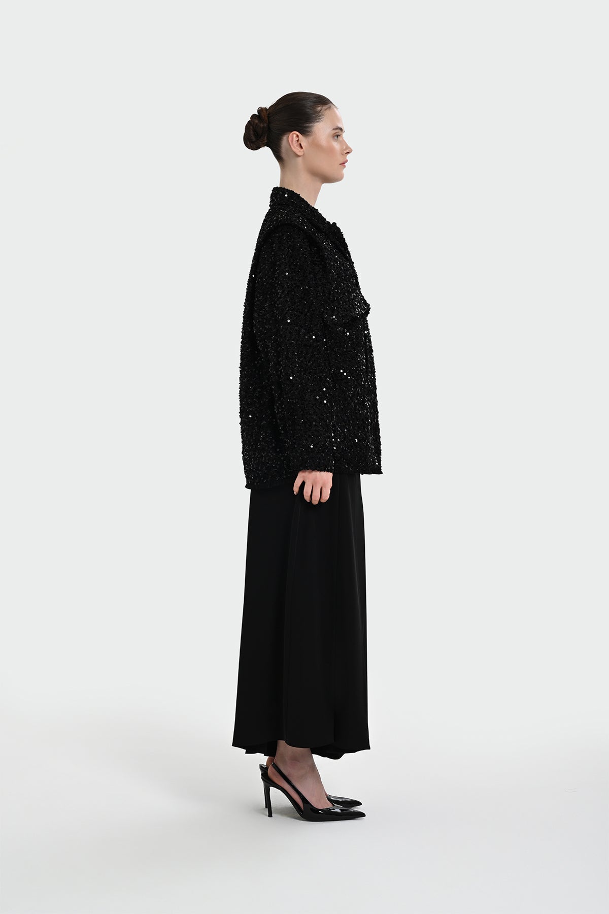 Pile Detaylı Geniş Paça Pantolon