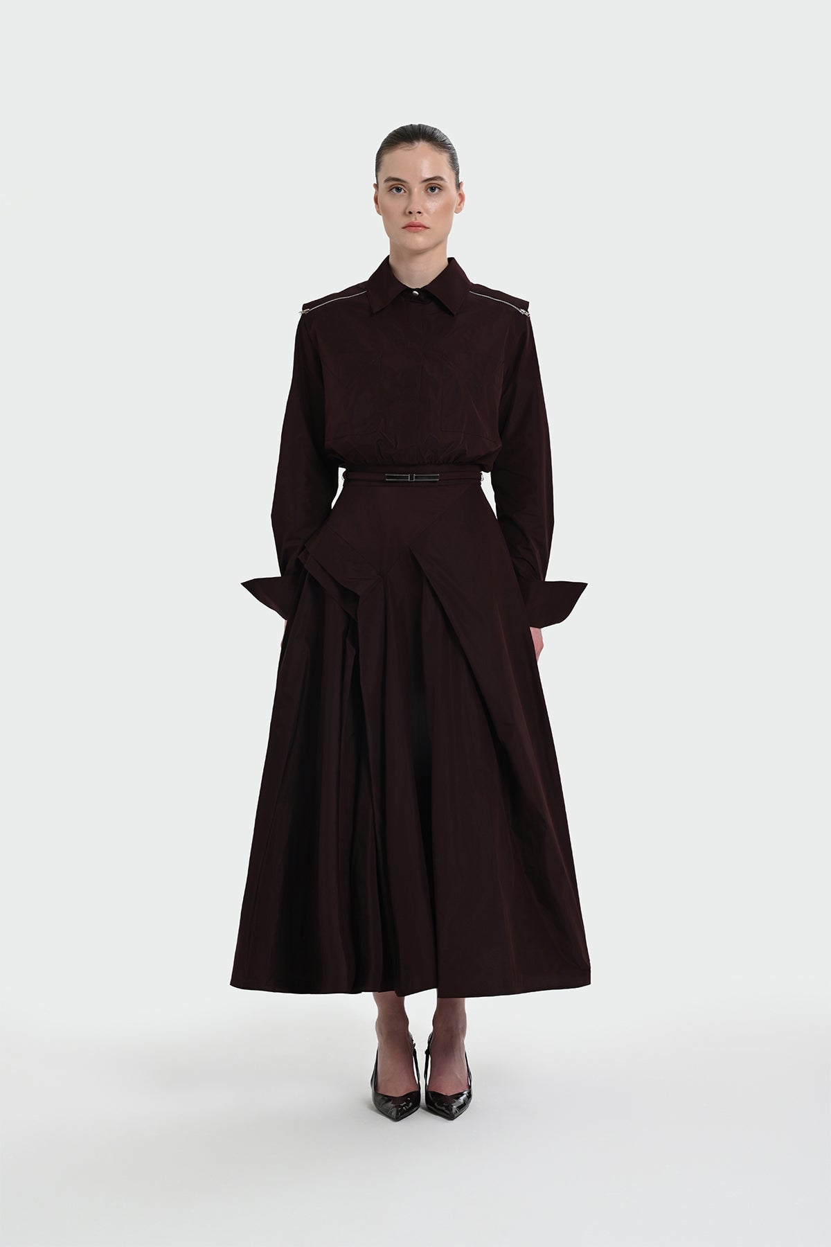 Gömlek Yaka Kemer Detaylı Elbise