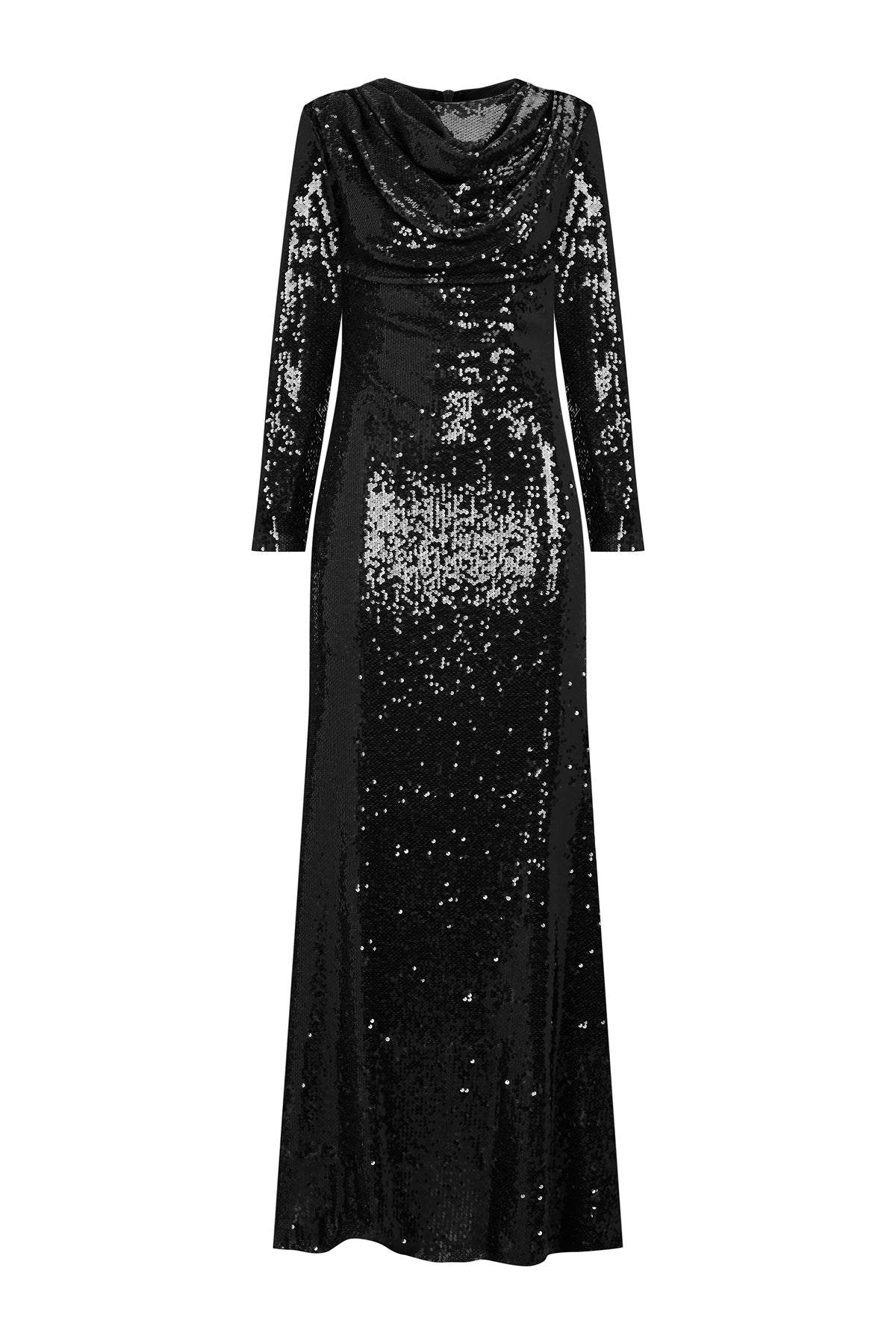 Drape Detaylı Pul Payetli Abiye Elbise