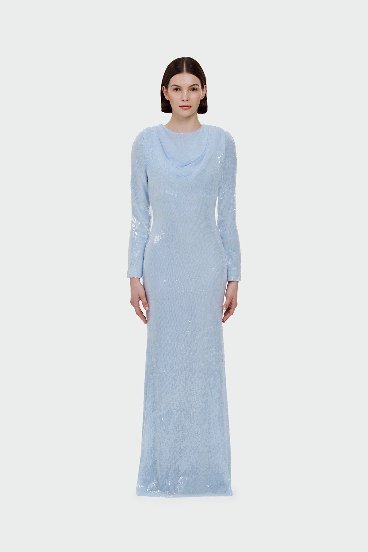Drape Detaylı Pul Payetli Abiye Elbise