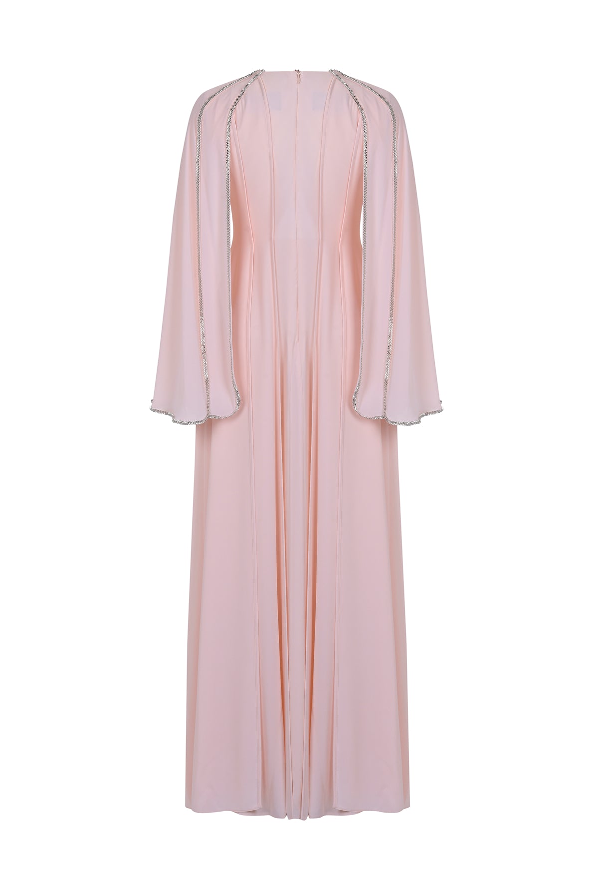 Uzun Pelerin Kollu Taş Detaylı Uzun Abiye Elbise