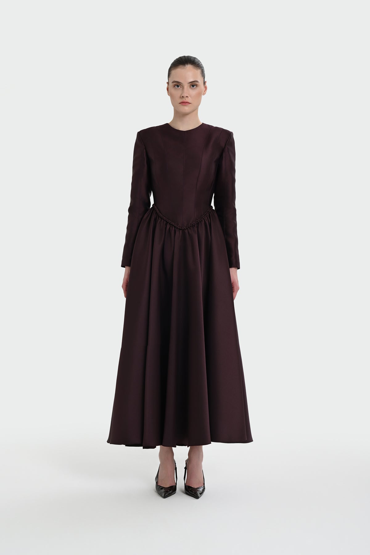 Bel Detaylı A Kesim Abiye Elbise