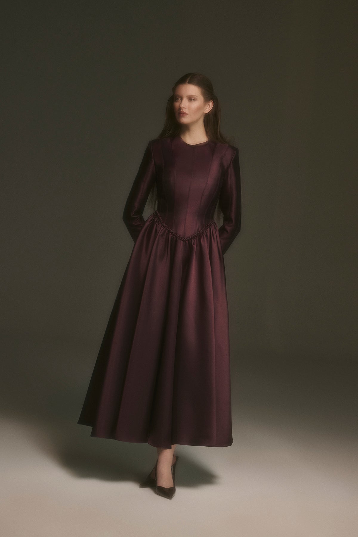 Bel Detaylı A Kesim Abiye Elbise