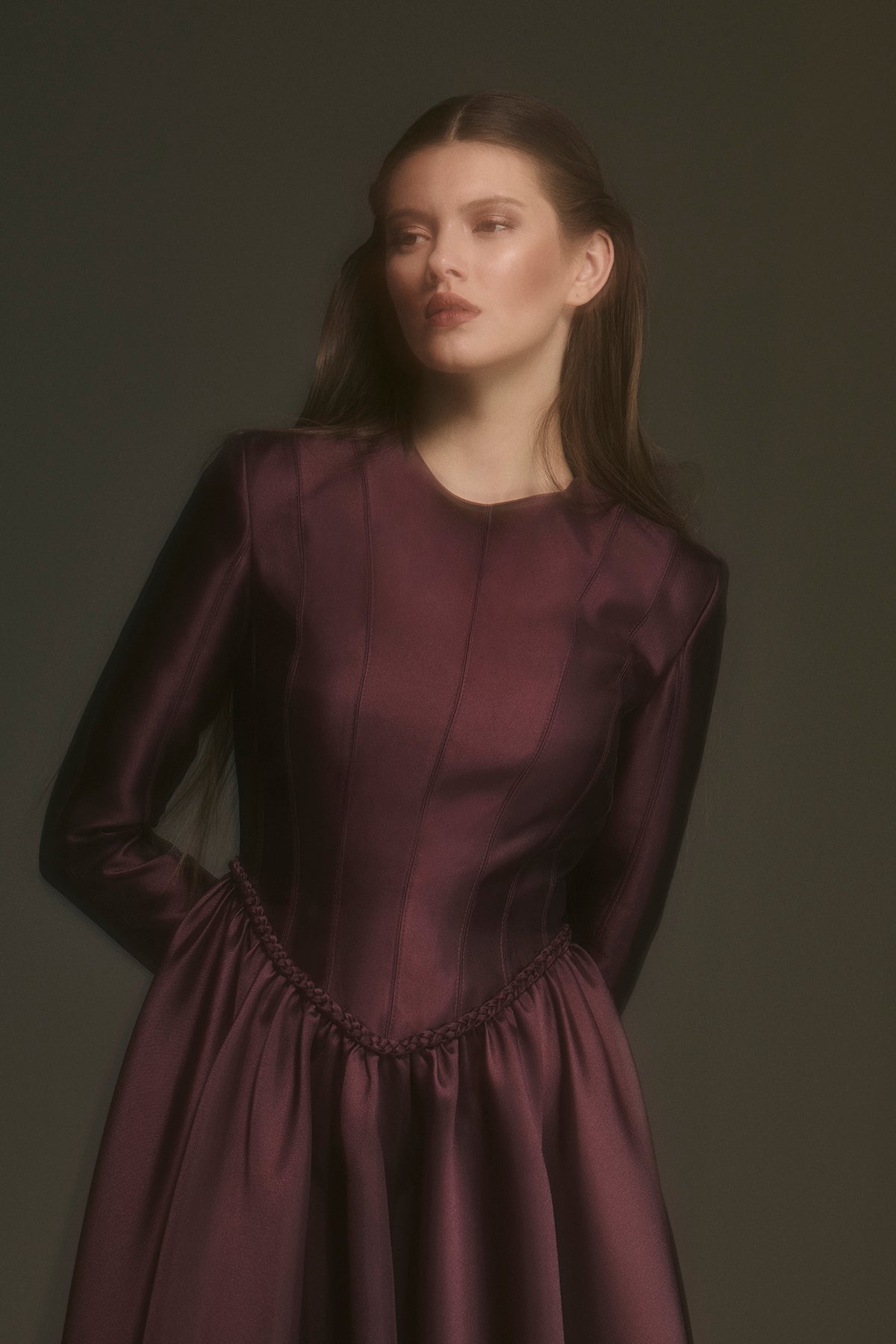 Bel Detaylı A Kesim Abiye Elbise