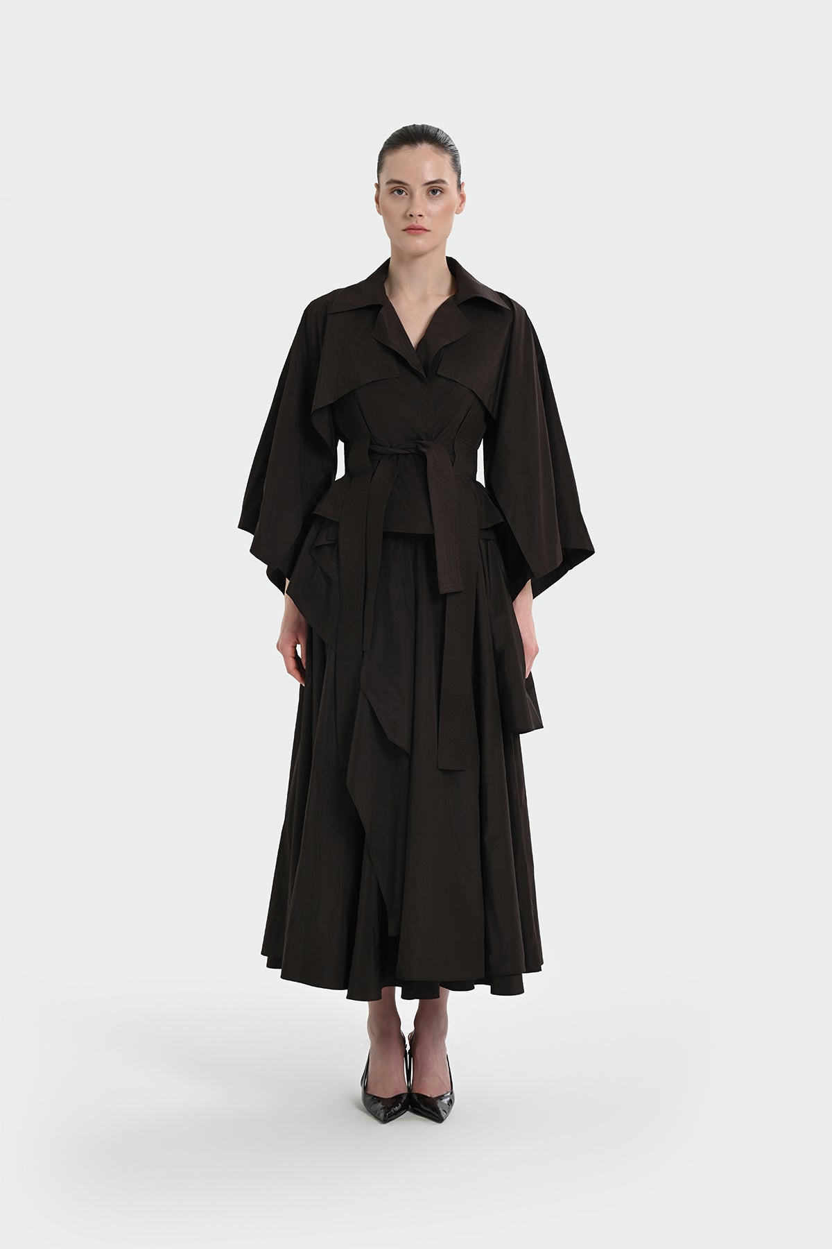 Katmanlı Kol Beli Bağlamalı Ceket