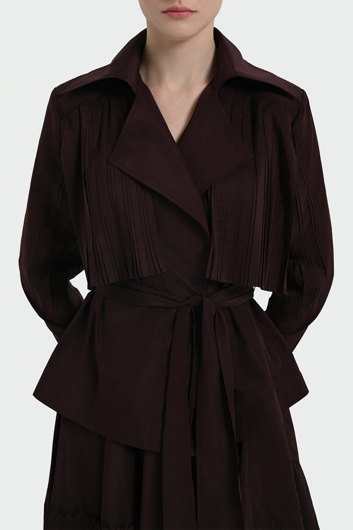 Pilise Detaylı Beli Bağlamalı Ceket