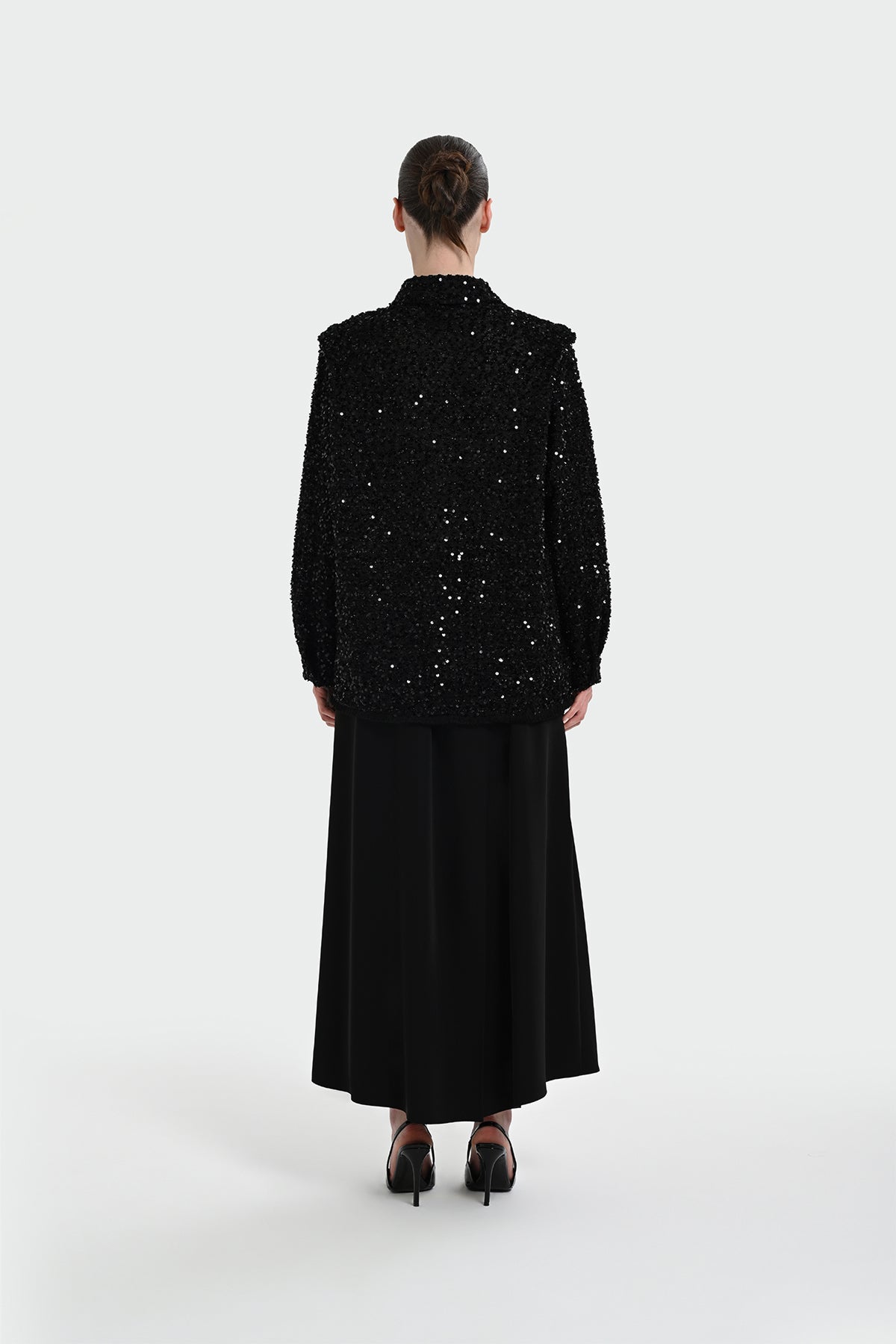 Pile Detaylı Geniş Paça Pantolon