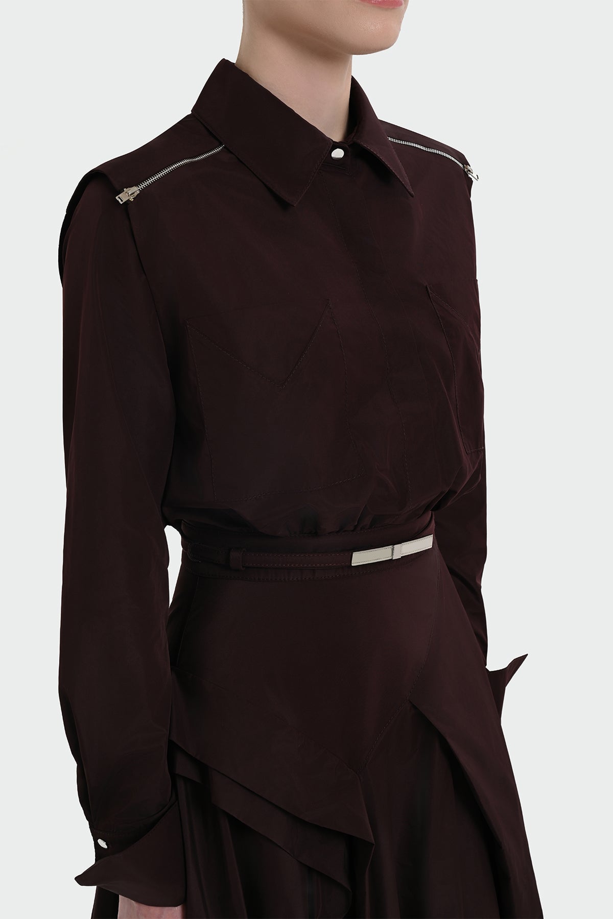 Gömlek Yaka Kemer Detaylı Elbise