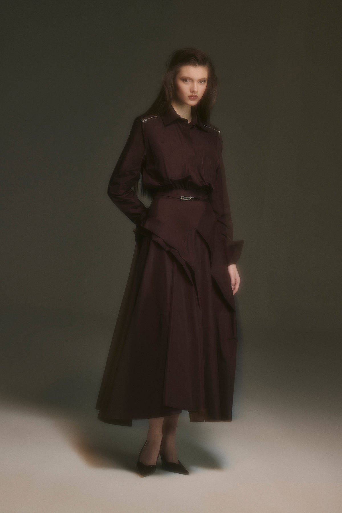 Gömlek Yaka Kemer Detaylı Elbise