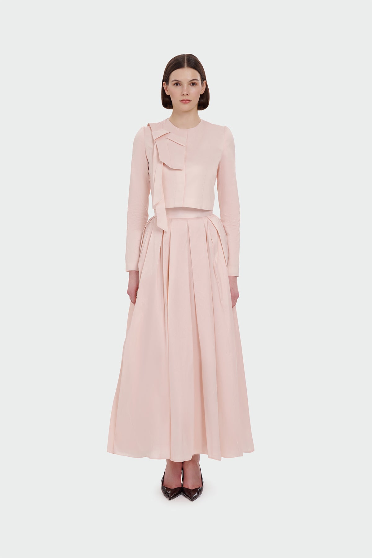 Asimetrik Katmanlı Üst ve Pileli Etek Abiye Takım