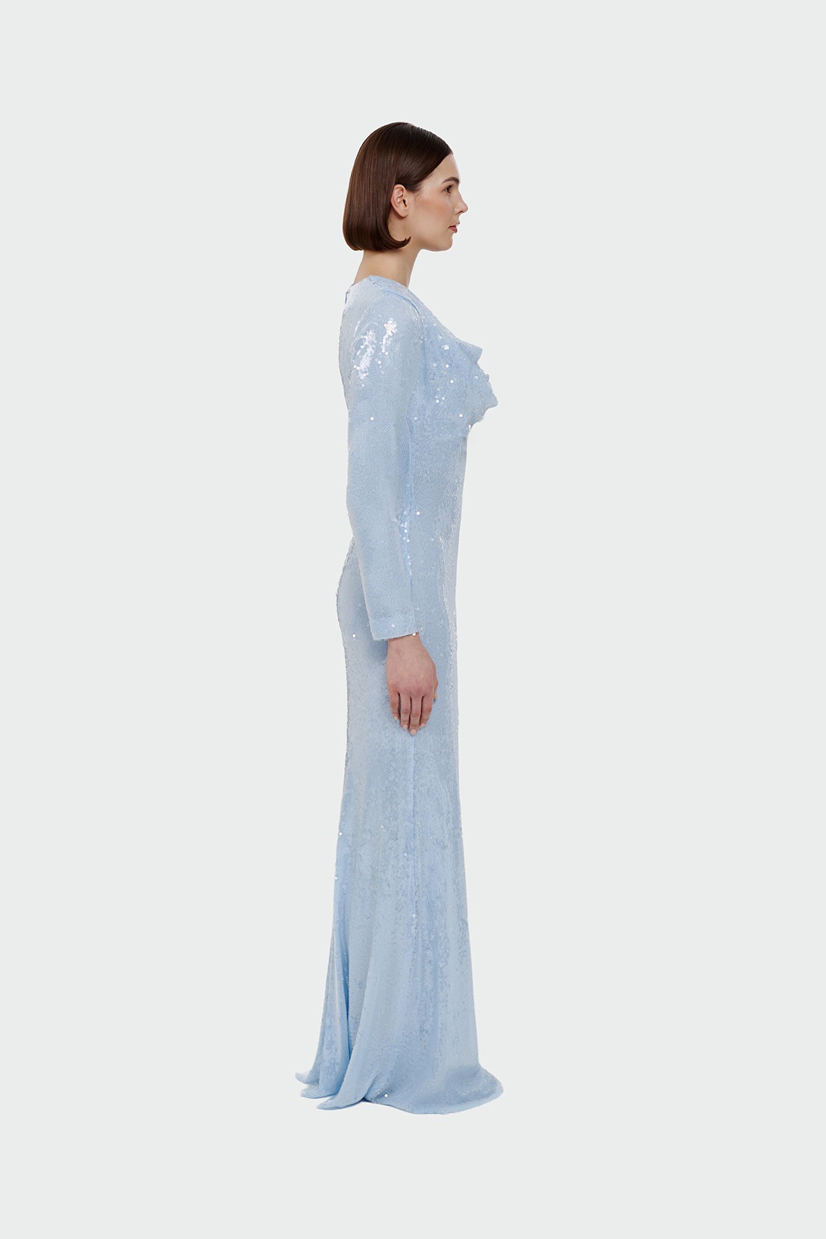 Drape Detaylı Pul Payetli Abiye Elbise