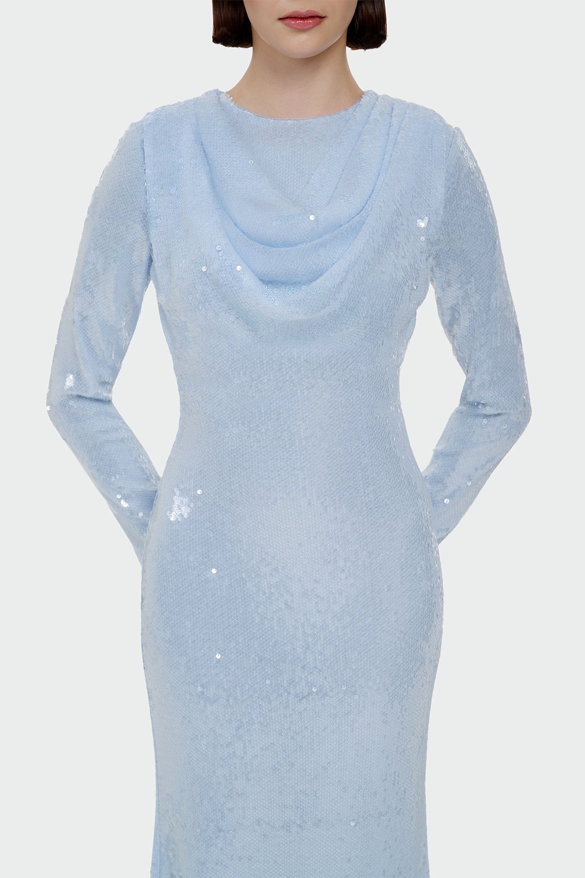 Drape Detaylı Pul Payetli Abiye Elbise