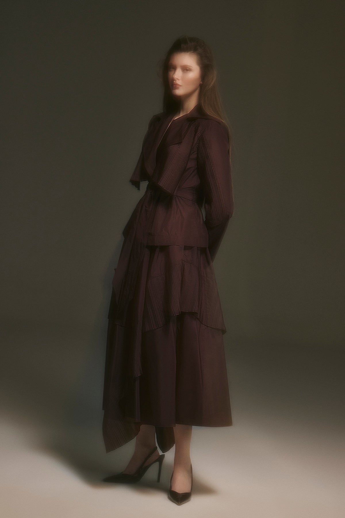 Pilise Detaylı Beli Bağlamalı Ceket