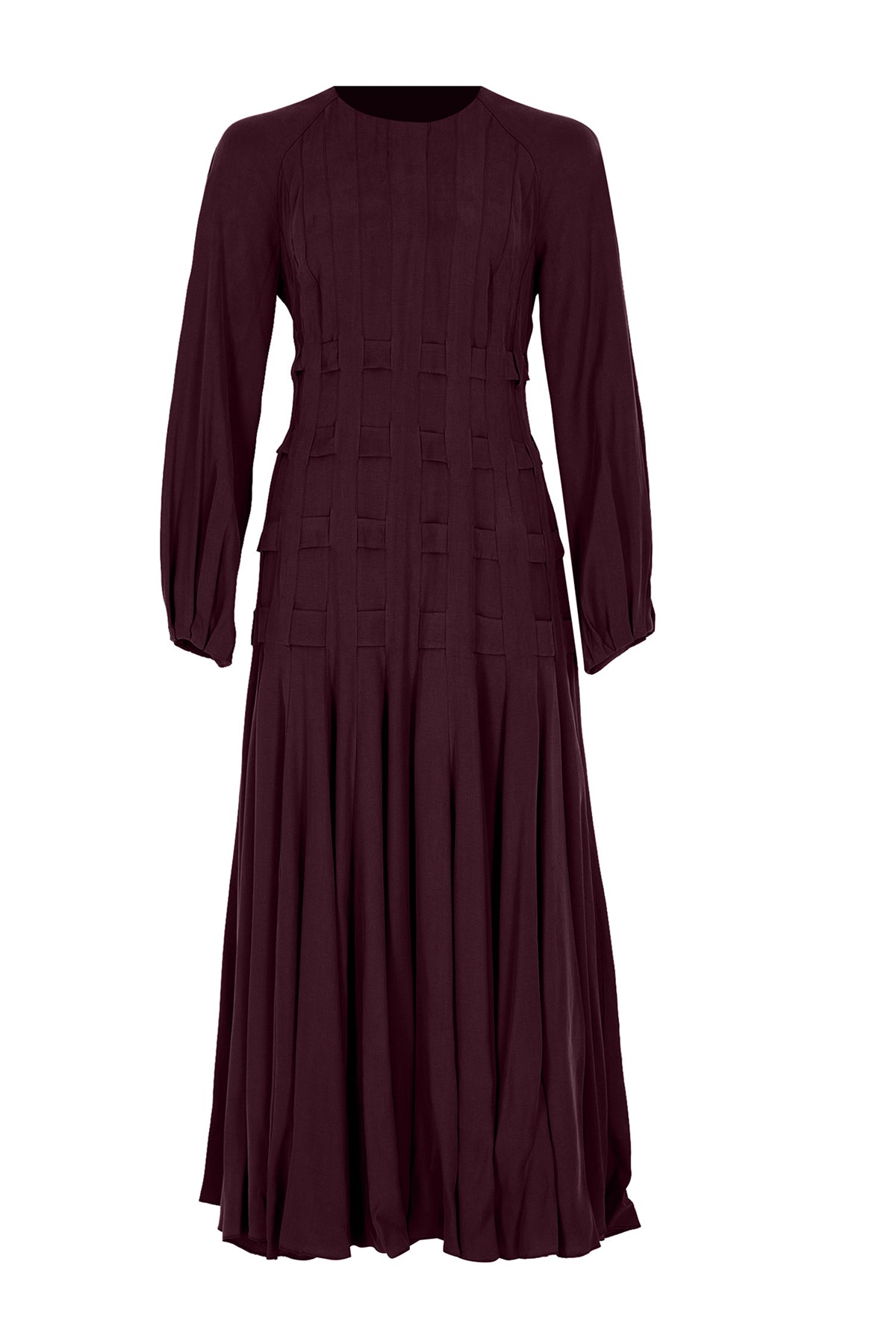 Tencel Plise Detaylı Uzun Elbise