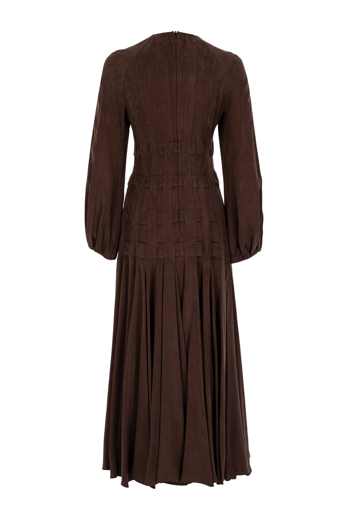 Tencel Plise Detaylı Uzun Elbise