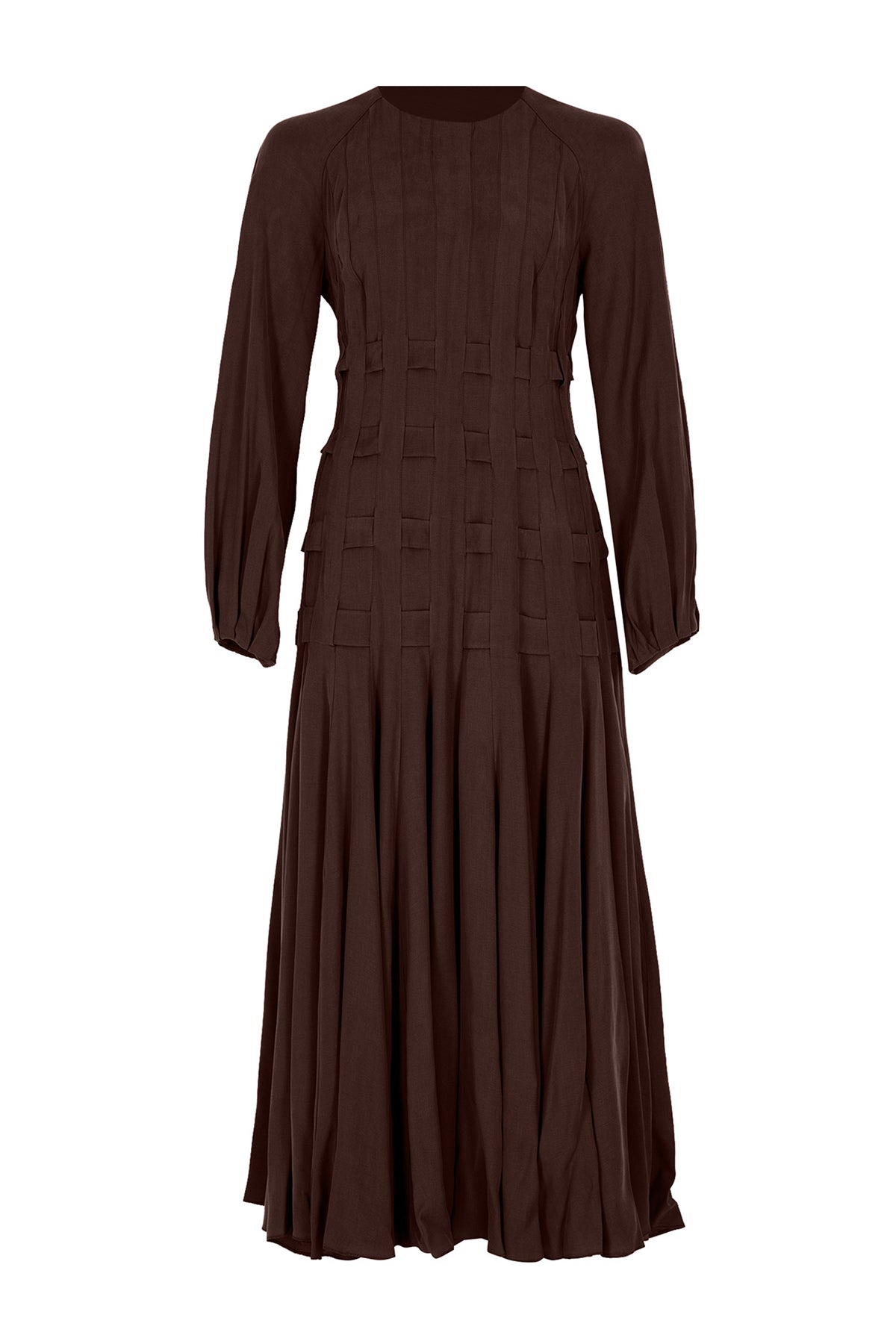Tencel Plise Detaylı Uzun Elbise